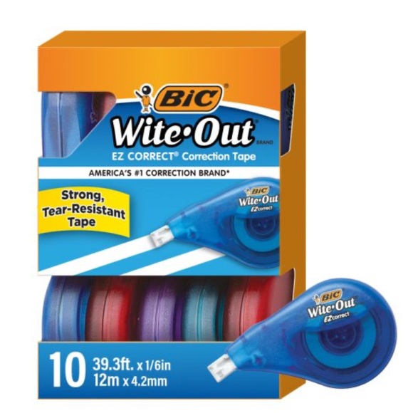 NWT: BIC Wite-Out Brand EZ Correct Correction Tape, White, Pack Of 10 #1 - Picture 1 of 7